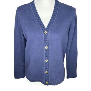 Lauren Ralph Lauren Navy Blue V- neck Button front cardigan Sz small